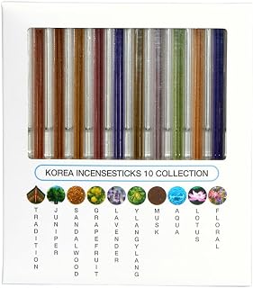 Incense Sticks, 10 Scents Collection, Korean Incense Stick, Over 90% Natural Scents, Vegan, Premium Quality