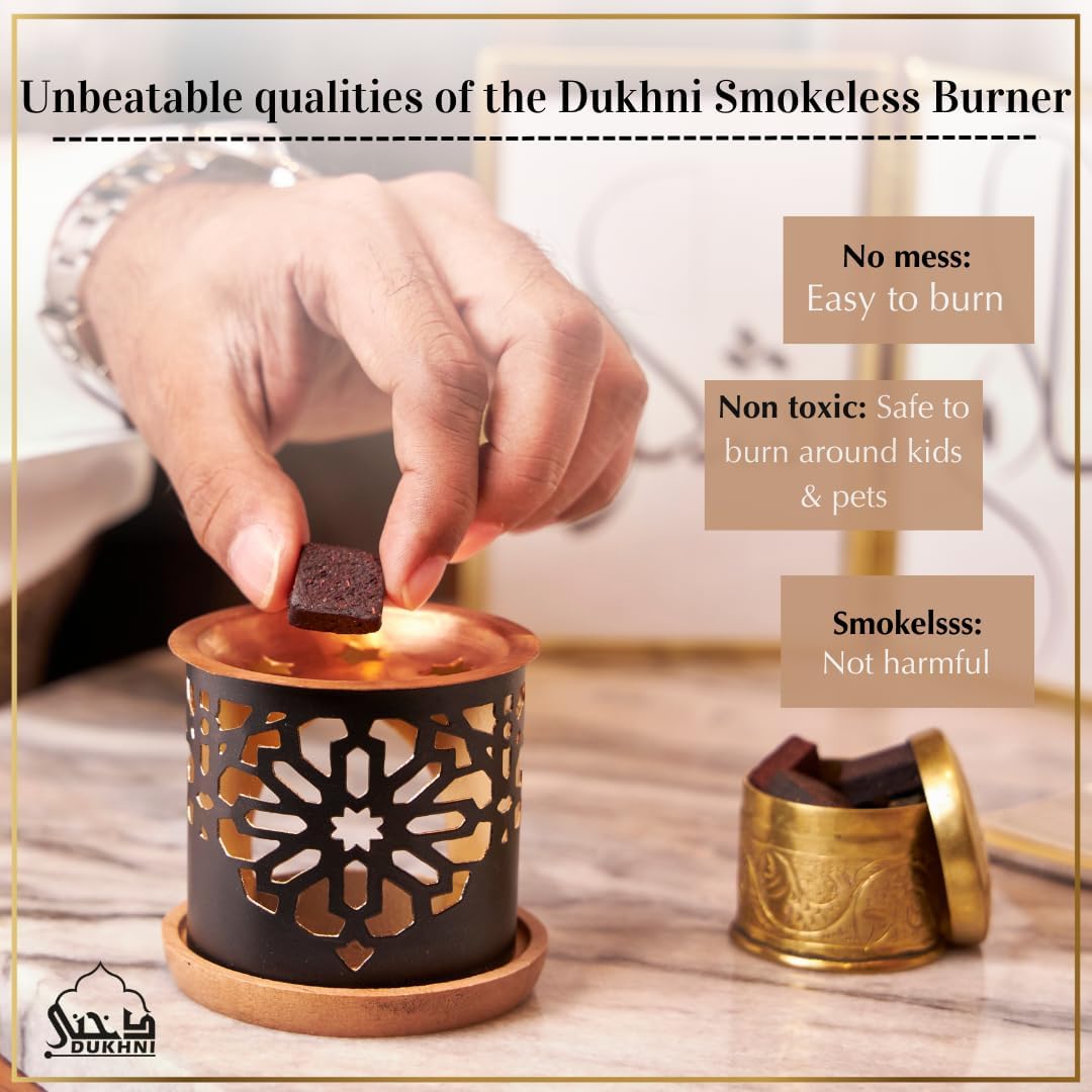 Dukhni Sandal Bakhoor Set | 2 x 9 Piece Each & Tree of Life Bakhoor Burner | Arabic Incense, Sandalwood Aroma, Grounding Woody Scent | Relax & Meditate, Home Fragrance, Home Aromatherapy