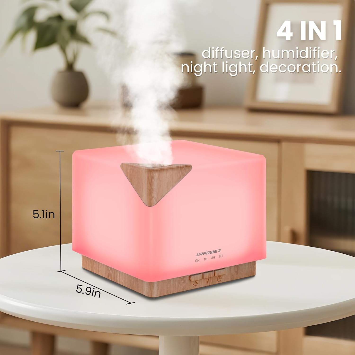 URPOWER Aromatherapy Essential Oil Diffuser Humidifier, 700ml Large Capacity Modern Ultrasonic Aroma Diffusers Running 20+ Hours with Adjustable Mist Mode/4 Timer Settings for Home Office Study