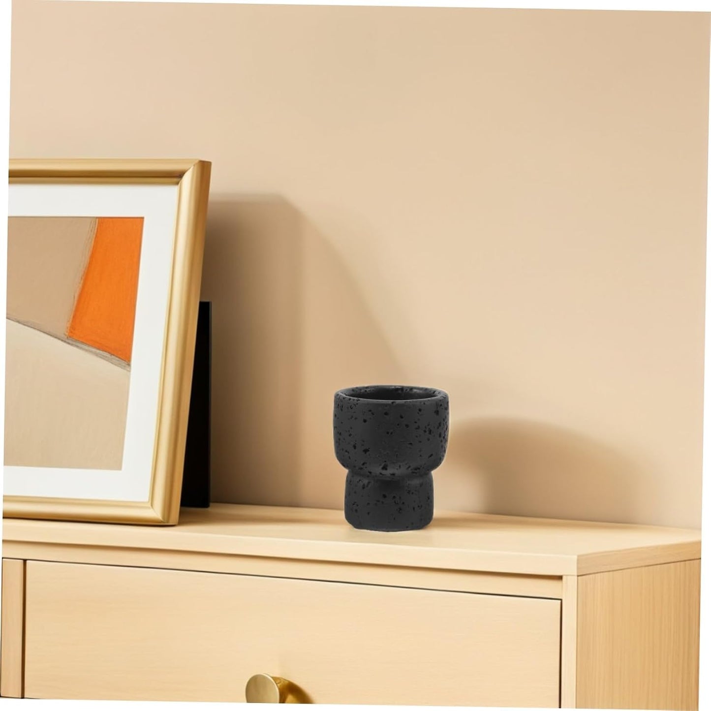 Cement Match Holder Jar for Matchstick Storage and Candle Lighting with Black Rustic Design, Suitable for Fireplace and Kitchen Tasks, Can Store Several Match Boxes an Elegant