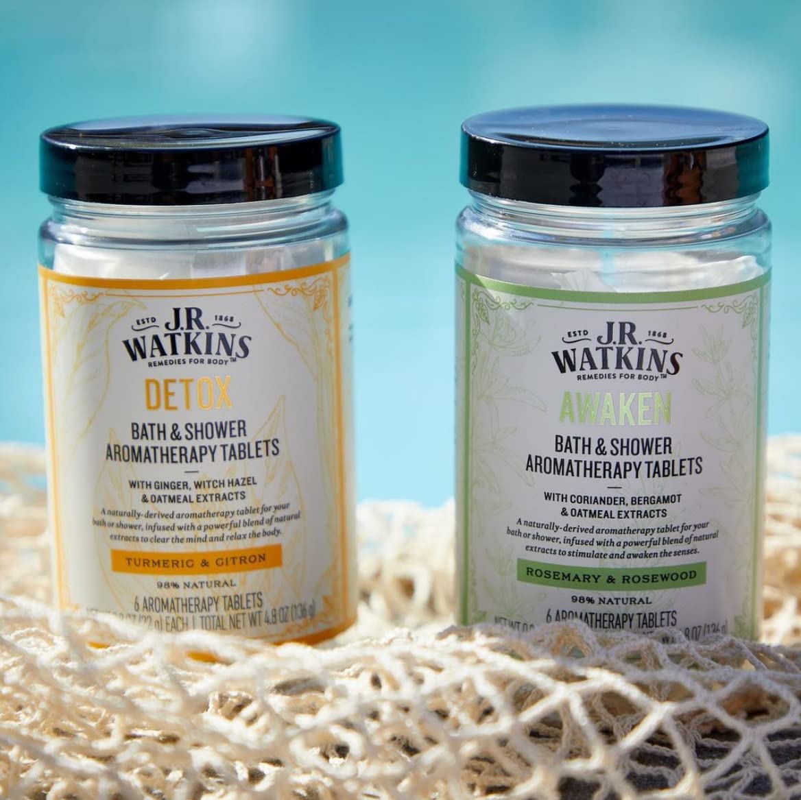 J.R. Watkins Awaken Bath & Shower Aromatherapy Tablets, Rosemary & Rosewood Shower Steamers, 5.6 oz