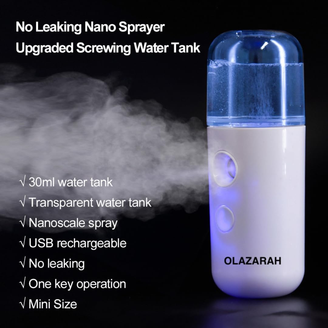Portable Nano Facial Steamer - USB Rechargeable Mini Face Mist/Steamer Sprayer for Makeup Hydration, 1 oz