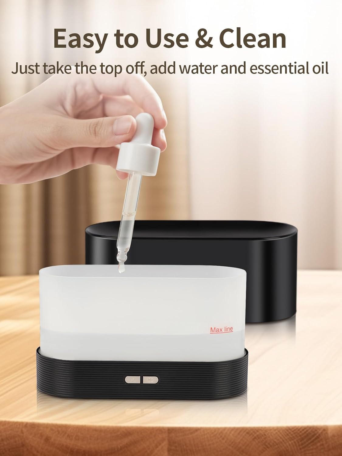 Flame Essential Oil Diffuser, 180ml Aromatherapy Diffuser with 7-Color LED Lights, Auto Shut-Off, Ultrasonic Cool Mist Humidifier for Home, Bedroom, Office, for Dad (Black)