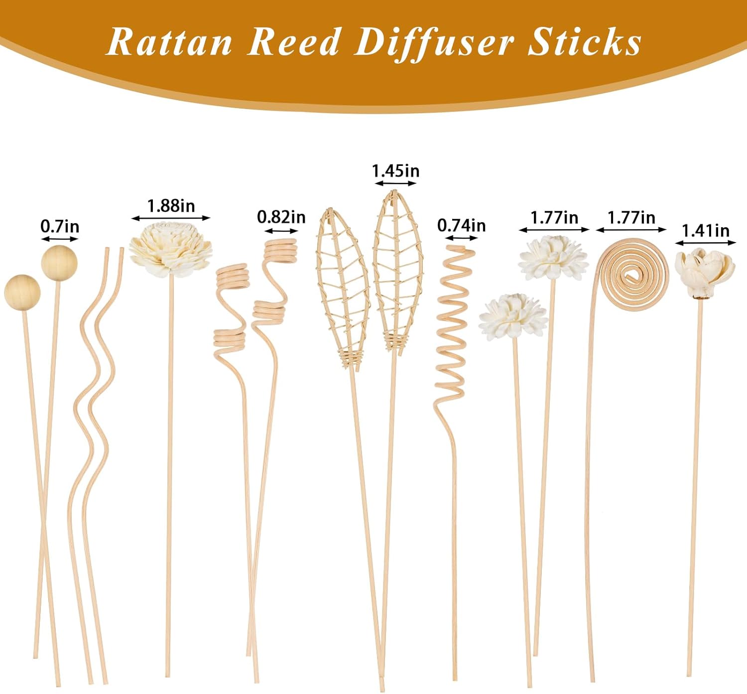 HFKPJRT 23Pcs Rattan Reed Diffuser Sticks Set, 10 Inch Natural Flower Reed Fragrance Diffuser, Unscented, for Home Office Decor