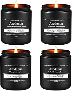 Men’s Candle Set for Dad, 4 Pack Masculine Scented Candles – Gentlemen Candle Aromatherapy Gifts for Fathers Day - Soy Candles for Home, Scent of Leather/Smoke & Vanilla/Mahogany/Coffee