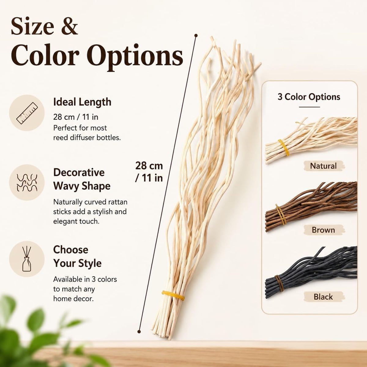 10Pcs Wavy Rattan Reed Diffuser Sticks