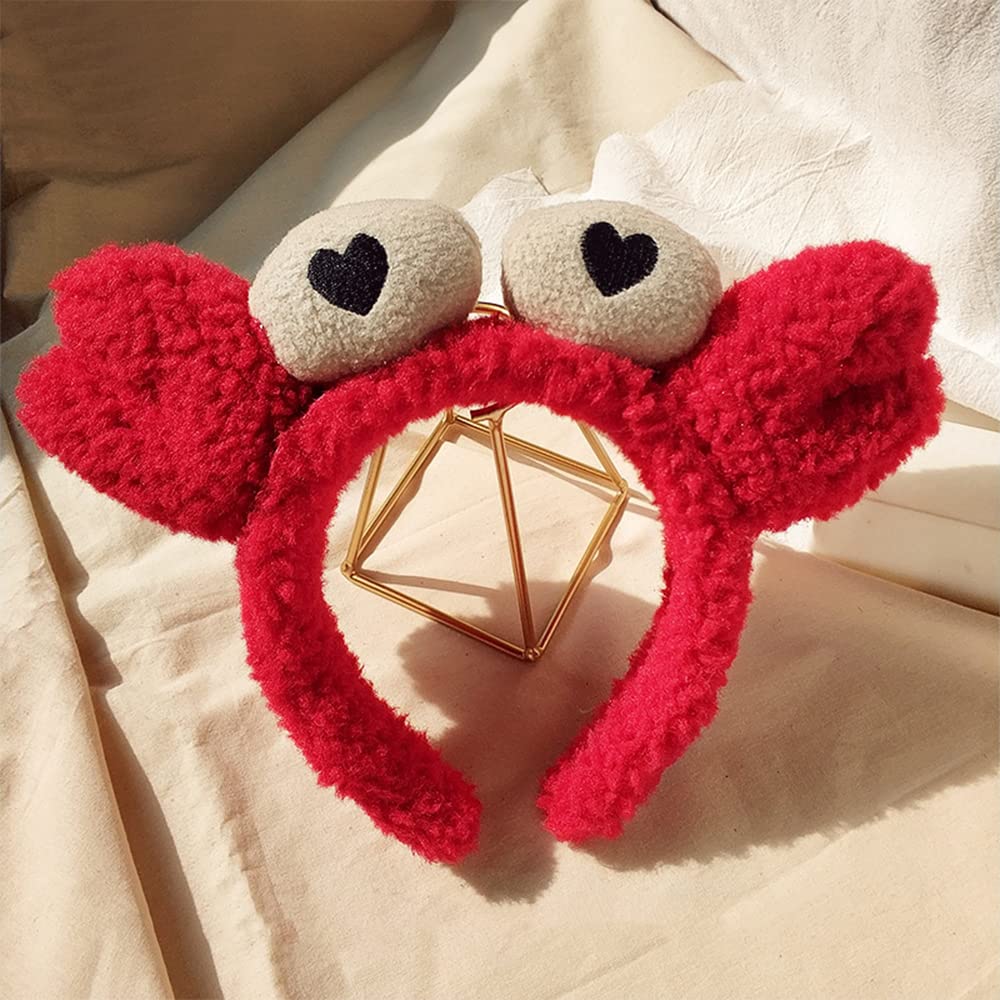 Red Crab claw Headband for Women SPA Skin Care Facial Hair Band Makeup Washing Hair Accessories (Red Crab claw)