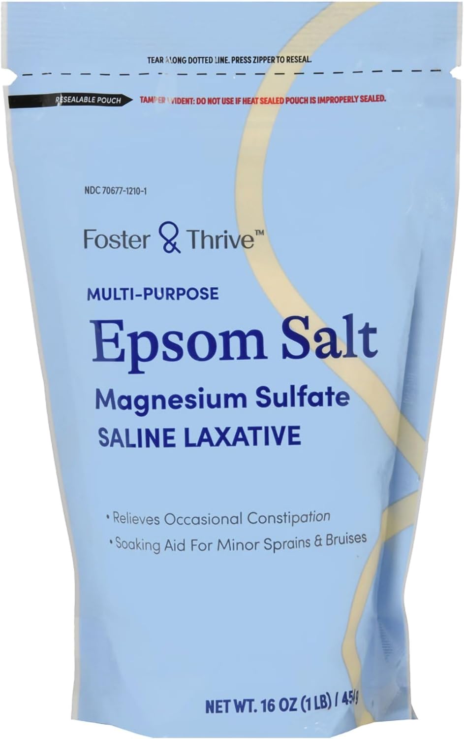 Foster & Thrive 1 lb Pouch Epsom Salt Granules - Magnesium Sulfate USP 100% - Saline Laxative - Multi Purpose