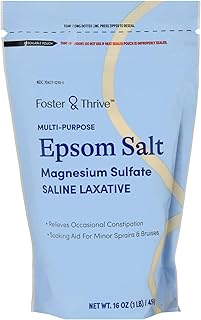 Foster & Thrive 1 lb Pouch Epsom Salt Granules - Magnesium Sulfate USP 100% - Saline Laxative - Multi Purpose