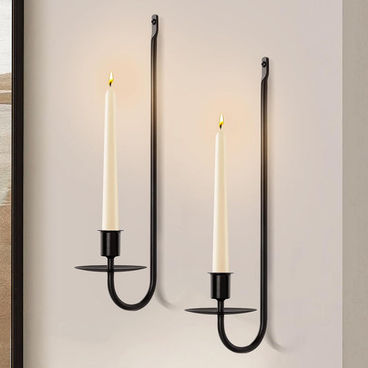 Metal Wall Candle Sconce Holder Set of 2, Pillar&amp;Taper Candle Holder, Black