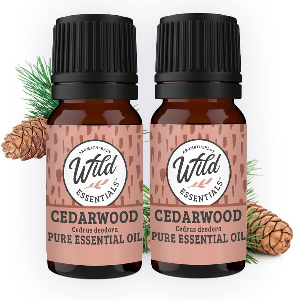 Wild Essentials Cedarwood 100% Pure Essential Oil 2 Pack - 10ml, Therapeutic Grade, Made and Bottled in The USA, Calming, Grounding