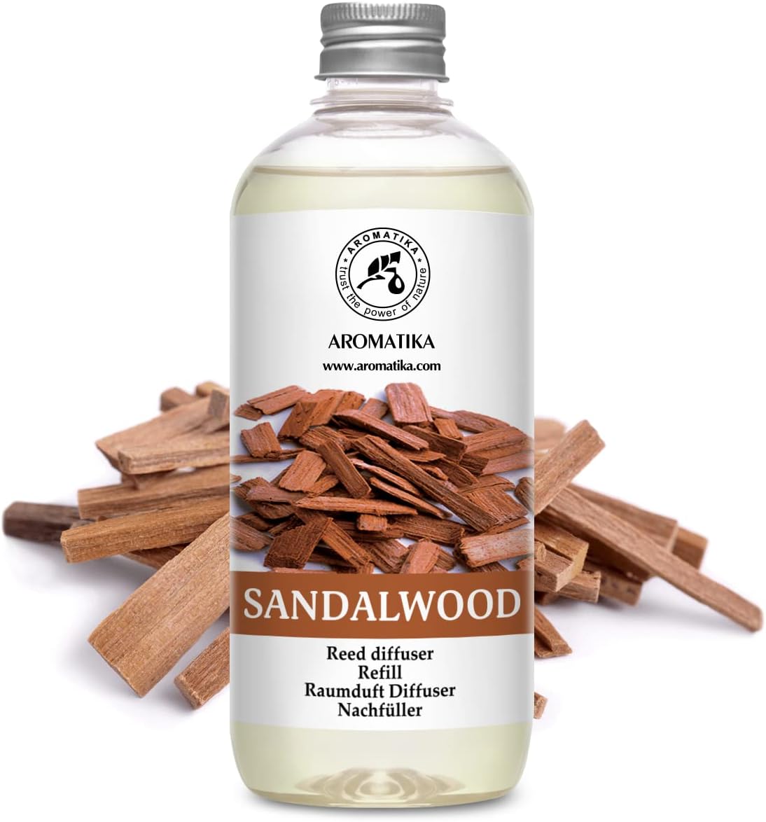 Reed Diffuser Refill Sandalwood 17 Fl Oz (500ml) - Room Diffuser - Home Fragrance - Scented Diffusers for Aromatherapy - Air freshener - Fresh/Intensive Fragrance
