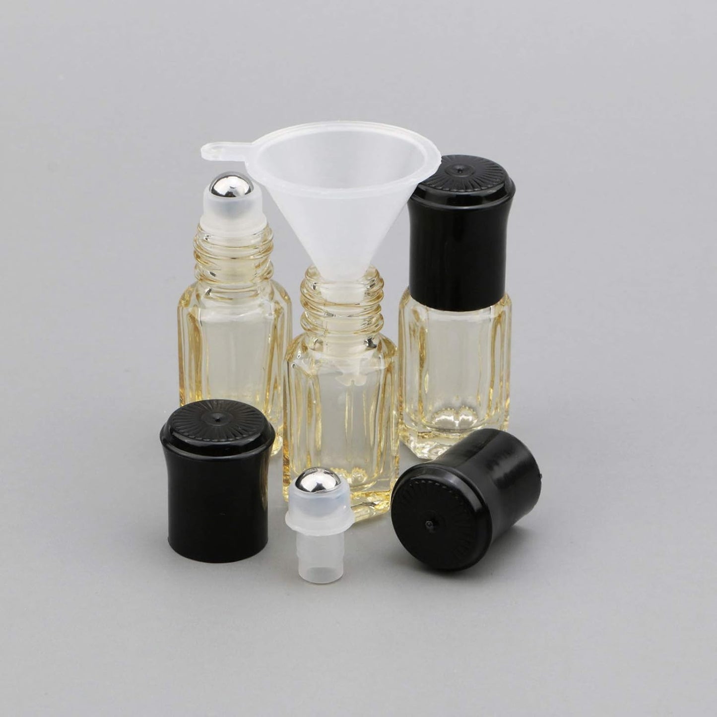 Essential Oil Roller Bottles, 8Pcs 3ml Roll-on Vials with Funnel, Mini Glass Massage Containers for Perfume Lip Balms Aromatherapy, Bright Yellow
