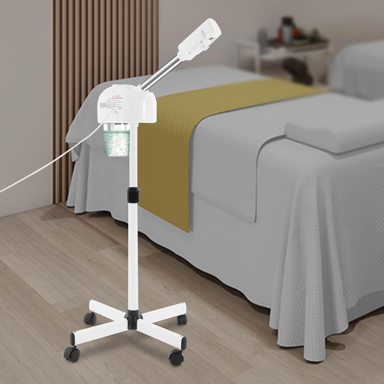 Professional Facial Steamer for Esthetician, 800W Floor Standing Face Steamer with Ozone & Ionic Mist, 360° Rotatable Rolling Ozone Steamer for Home Spa Beauty Salon and Deep Pore Cleansing
