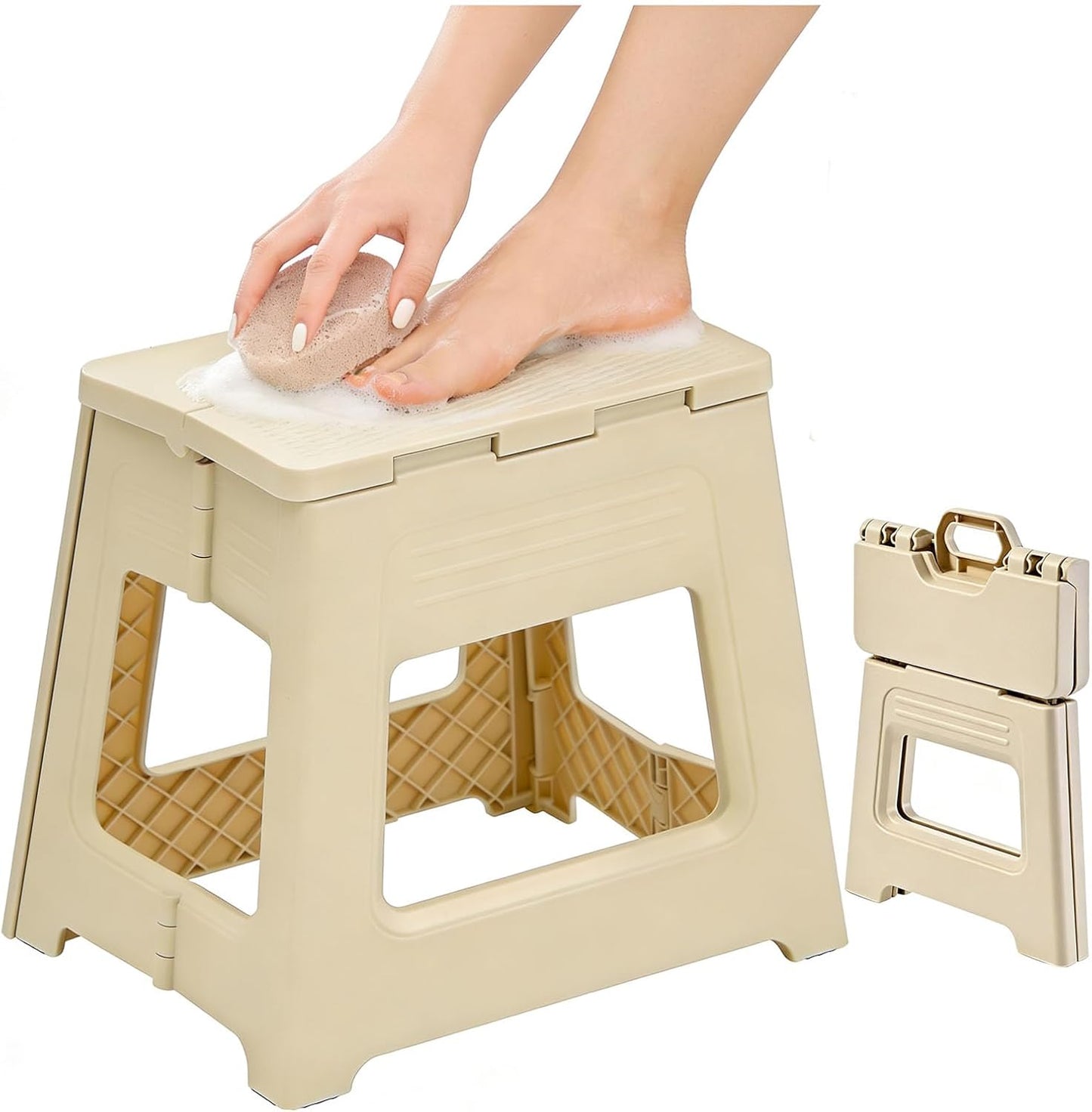 Foldable Shower Stool for Shaving Legs, Plastic Shower Foot Rest for Inside Shower,11.9" High Anti-Slip Foot Step to Shave Leg Small Folding Bench Shaving Stool for Travel/Bathroom