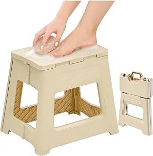 Foldable Shower Stool for Shaving Legs, Plastic Shower Foot Rest for Inside Shower,11.9" High Anti-Slip Foot Step to Shave Leg Small Folding Bench Shaving Stool for Travel/Bathroom