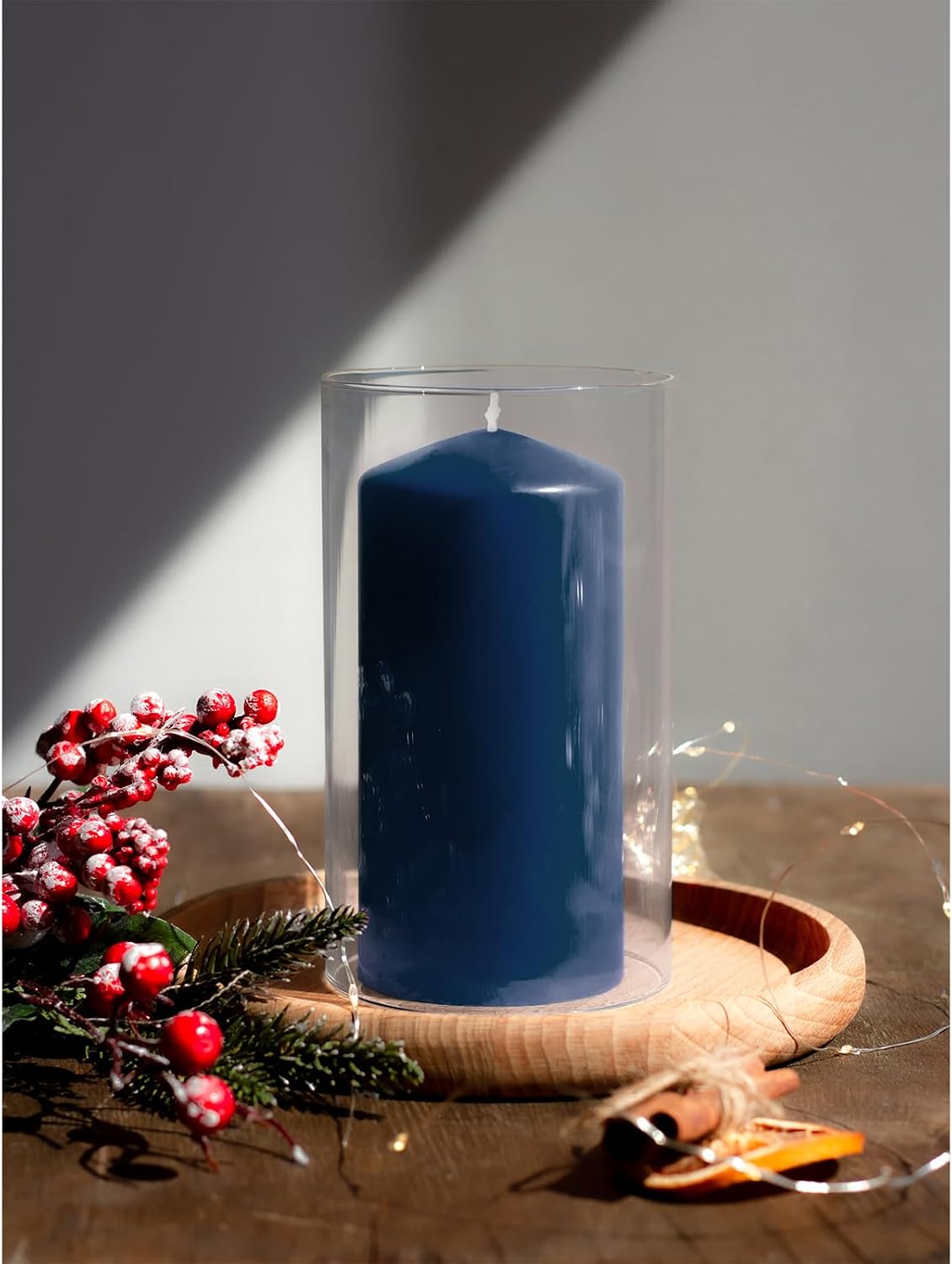Candwax 3x6 Pillar Candles Set of 3 - Navy Blue Candles Pillar - 80-Hour Burn Time Self-Extinguishing Long Lasting Candles for Home Decor - Cone-Top Dark Blue Pillar Candles