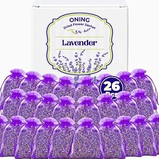 26 Pack Lavender Sachet Bags - Home Fragrance Sachets, Natural Lavender Flowers, Dried French Lavenders Perfect for Wardrobe, Drawers, Closet, Storage