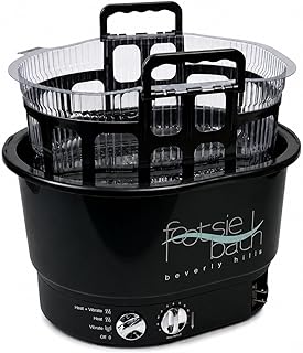 Footsie Bath™ Beverly Hills Professional Pedicure Foot Spa with Disposable Liners – Ultra-Sonic Vibration, Variable Temperature Thermostat & 30-Min Timer – 5 Liners & Carrier Basket Included