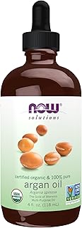 NOW Foods Solutions, Organic Argan Oil, Certified Organic and 100% Pure, "Gold of Morocco" Multi-Purpose Oil, 4-Ounce