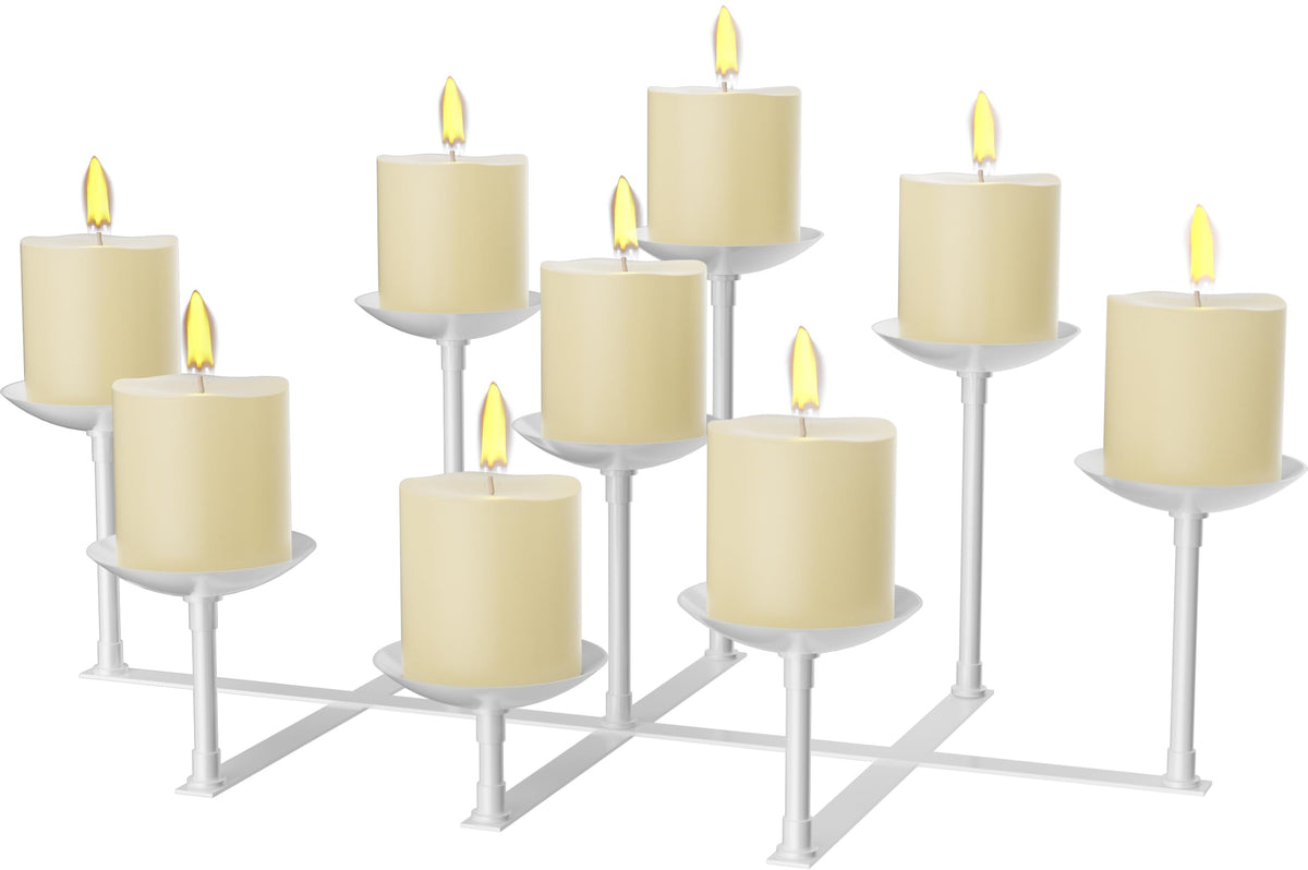 Fireplace Candle Holder with 9 Wax Pillar Plates