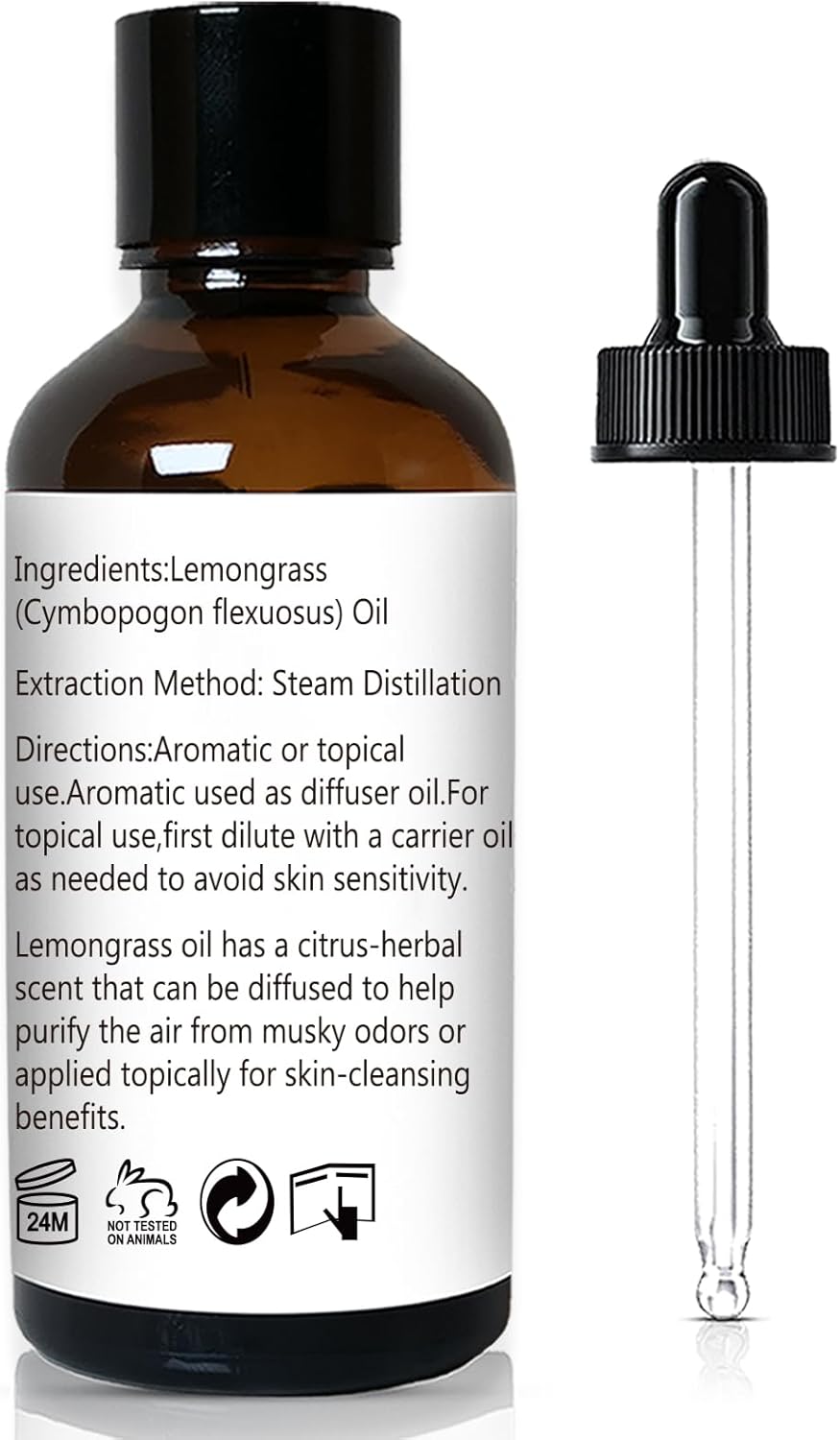 GM Gumili Lemongrass Essential Oil 1 Oz – 100% Pure Natural Lemongrass Oil for Diffuser
