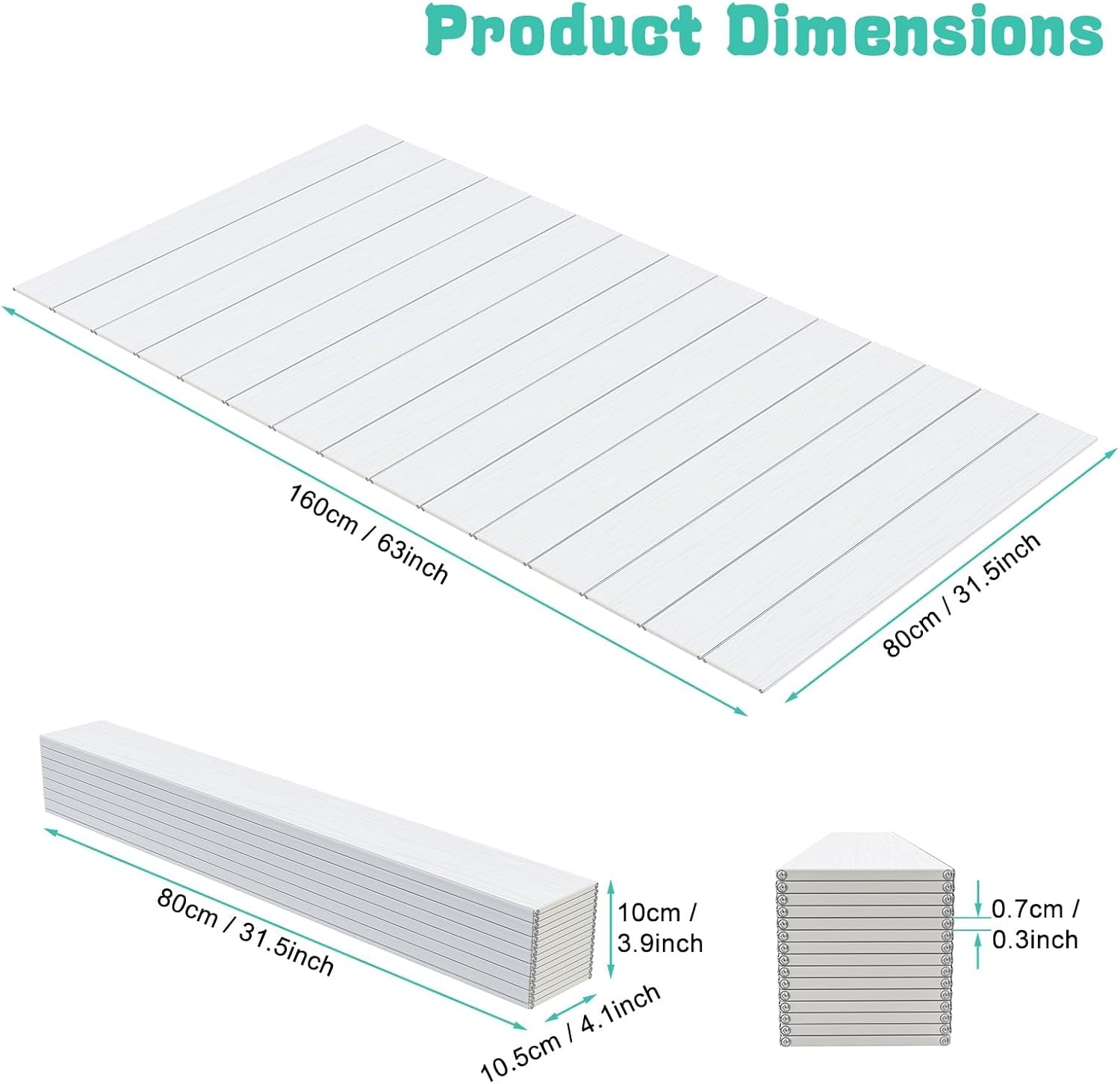 Foldable Bathtub Cover, 63x31.5x0.3in Bath Tub Tray Waterproof, Folding Bath Cover Insulation Table Dust Board, PVC Shutter Bathtub Lid Plate Fits Most Tubs for Bathroom Shower, White