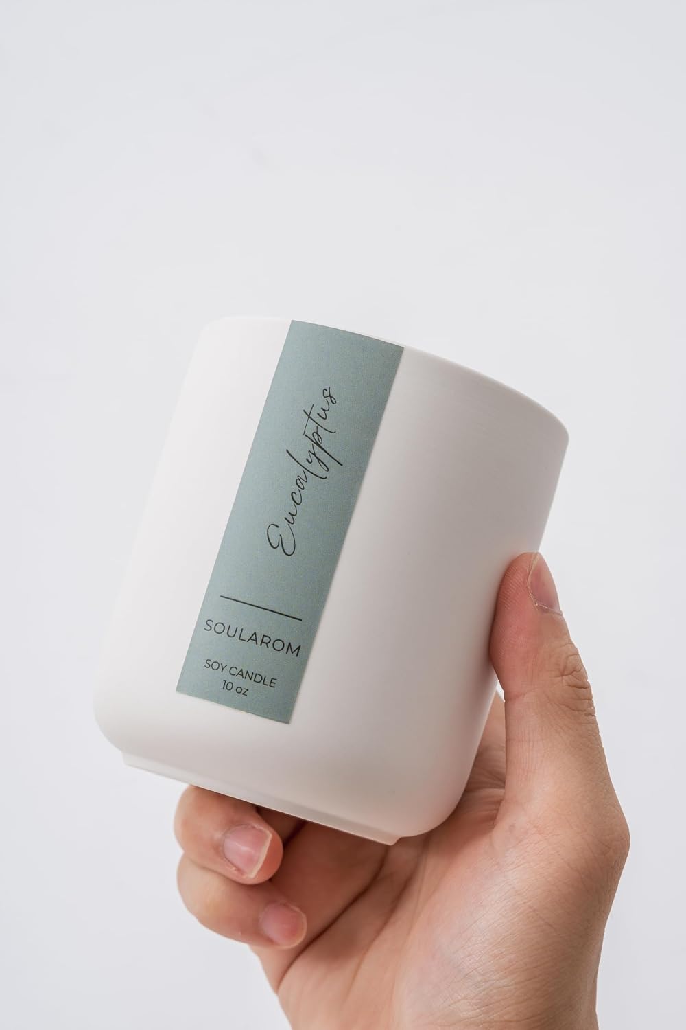 Candles for Home Scented – 10oz Hand Poured Aromatherapy Eucalyptus Candle Soy Wax Candles in Elegant Ceramic Jar – Crackling Wooden Wick Decorative Candle with 60 Hours Burn Time