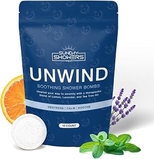 Unwind Shower Steamers Aromatherapy – 10 Pack Natural Shower Bombs with Lavender, Lemon, Orange & Menthol – Stress Relief, Relaxation & Deep Sleep – Spa Self Care Gifts for Women, Mom, Her