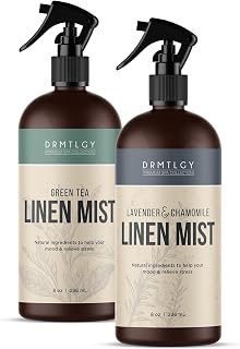 DRMTLGY Natural Linen and Room Mist Set - Pillow Spray, Linen Mist, & Fabric Spray 2 Pack - Lavender Chamomile & Green Tea