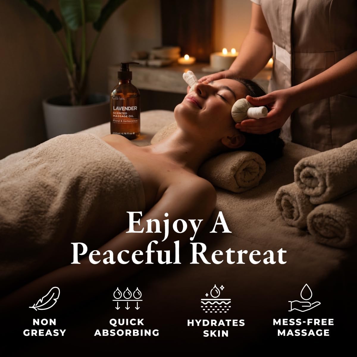 Gya Labs Lavender Massage Oil - 6.76 Fl Oz - Ultimate Relaxation for Body and Mind, Lavender Scented Massages for Total Body Comfort - Non-Greasy Formula, Non-Gmo And Cruelty-Free