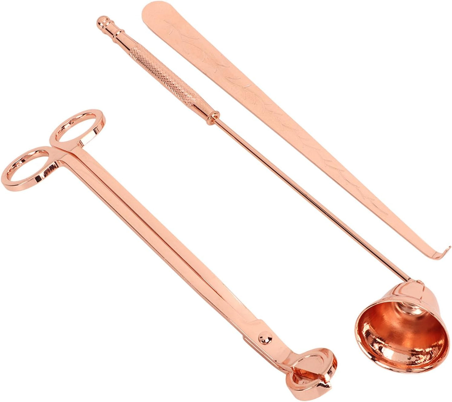 3pcs Candle Wick Trimmer Set Stainless Steel Rose Gold Wick Trimmer Snuffer Dipper for Candle Maintenance and Accessories