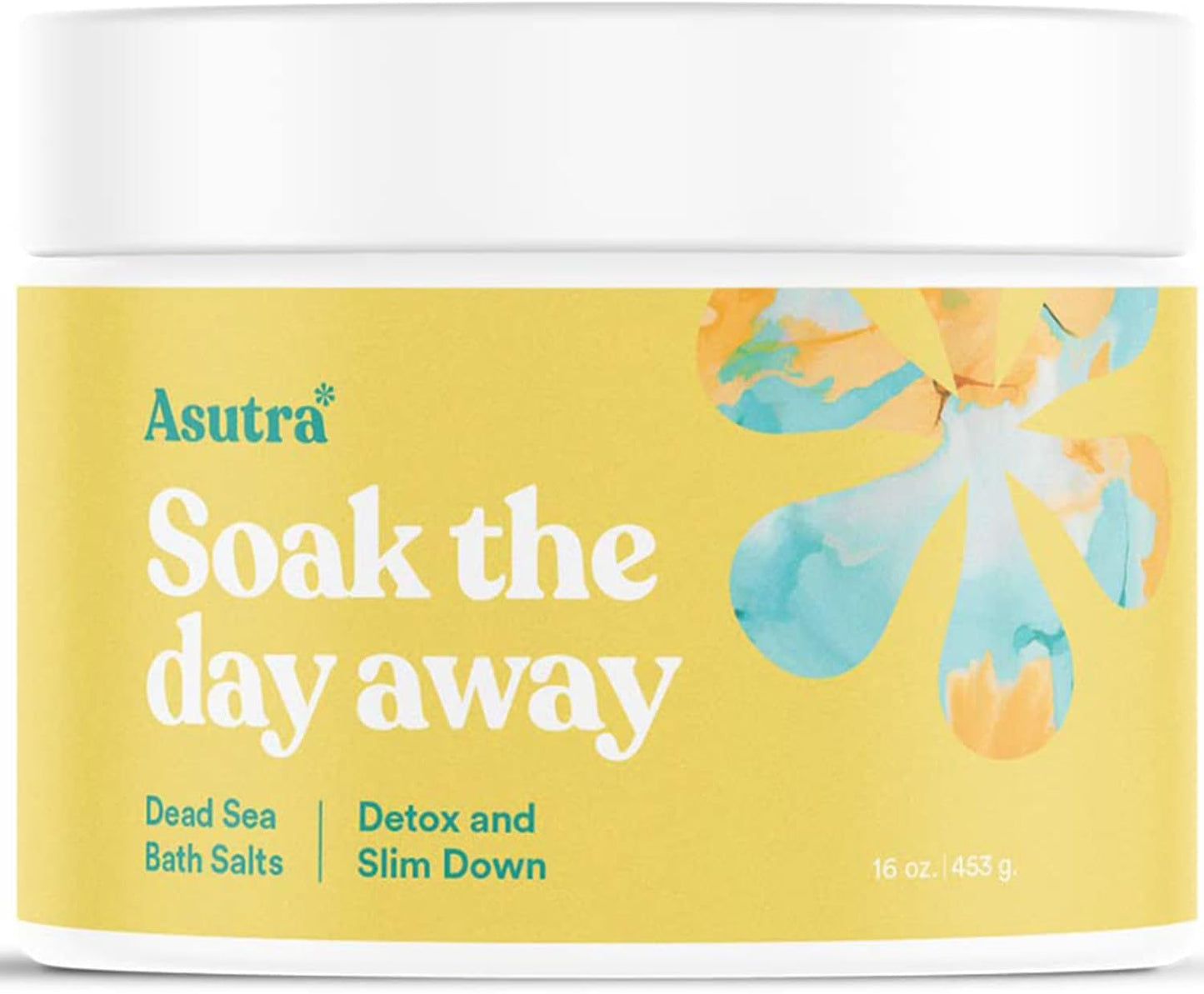 ASUTRA Dead Sea Bath Salts (Detox & Slim Down), 16 oz - Soak in Rich & Vital Healing Minerals - Purify & Energize with Eucalyptus, Sweet Orange, & Lemon Essential Oils
