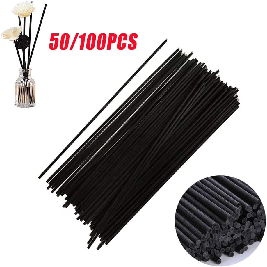 50/100PCS Handmade Black Reed Rattan Diffuser Sticks, Home Decor Replacement Fiber Aromatherapy Diffuser Sticks(50PCS)