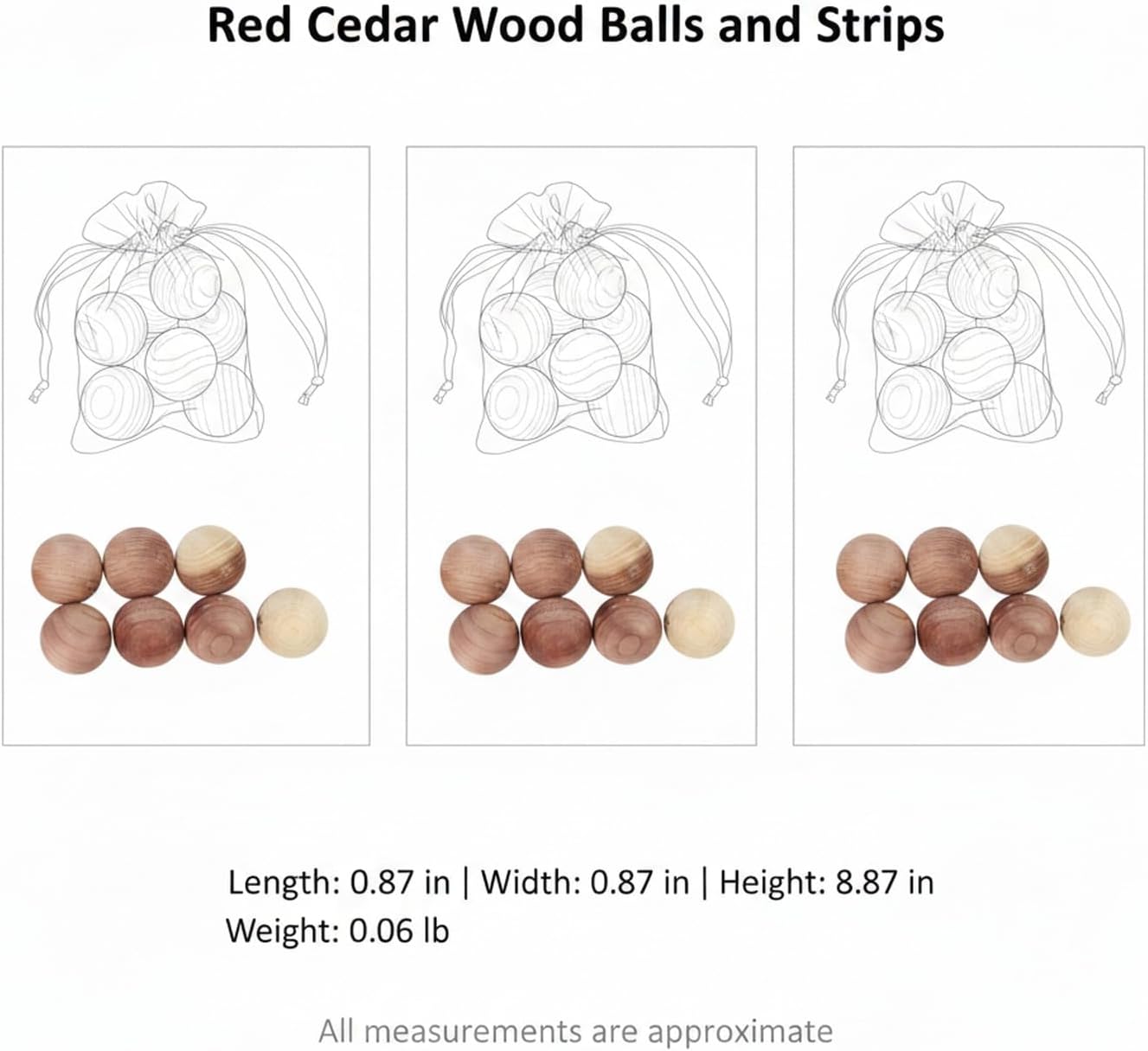 Red Cedar Wood Balls and Strips, Natural Scent for Closets and Drawers (1 Piece)