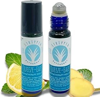 Stripped QUEAZE EAZE Essential Oil Roll On (12ml) | Nausea and Motion Sickness Aromatherapy Blend for Upset Stomach & Digestive Support, Natural Relief, Stocking Stuffer Gift Idea