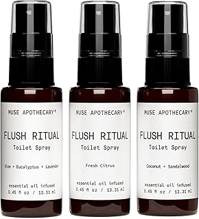 Muse Apothecary Flush Ritual - Aromatic & Refreshing Toilet Spray, Use Before You Go, Infused with Natural Essential Oils - Travel Size Mini Collection, 0.45 oz, 3 Pack