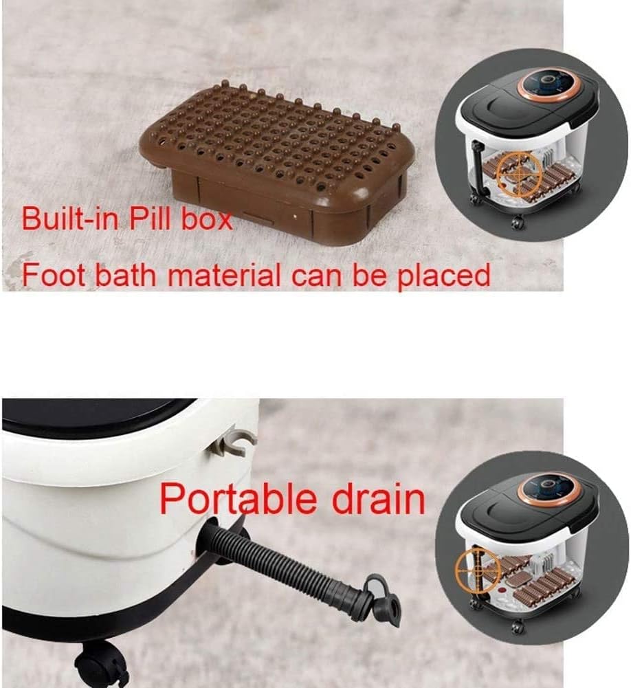 Foot Spa Bath Massager with Heat Bubble Jets and 12 Removable Long Massage Rollers with Acupressure Massage Nodes