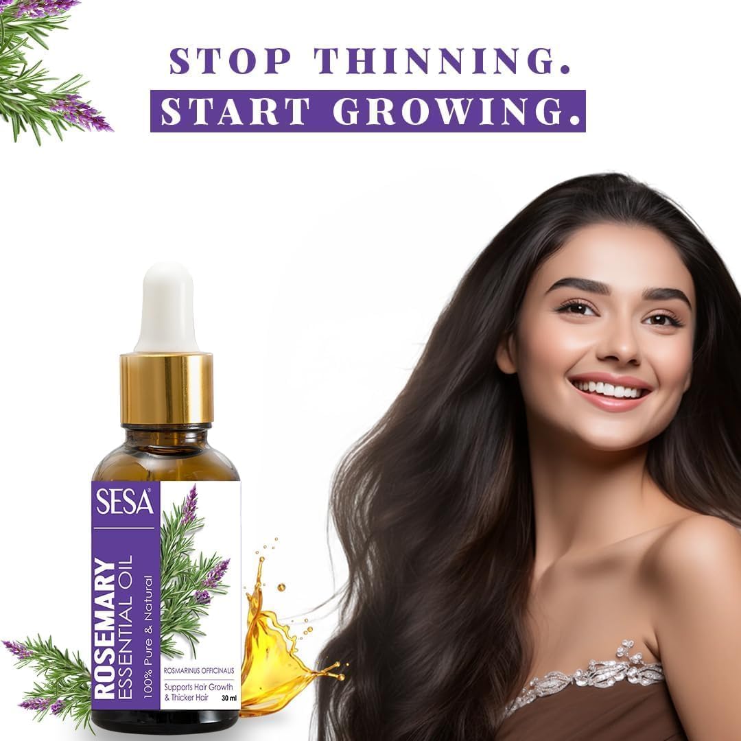 Se.sas Rosemary Essential Oil For Hair Growth Nourishes Skin Hair Fall Control Oil For Women and Men 100% Pure & Natural Rosemary 30 ml