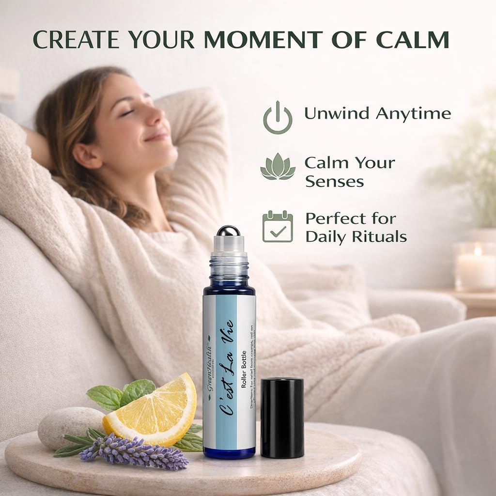 GreenHealth C’est La Vie Essential Oil Roll-On (10 ml) – Pre-Diluted Relaxing Aromatherapy Blend, Ready-to-Use Rollerball, Travel Size Calming Scent