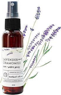 THE LITTLE FLOWER SOAP CO. EST. 2010 Linen and Pillow Spray - Lavender and Chamomile - 2 oz. Essential Oil Blend Natural Gifts for Women Travel Must Have Accessories and Stocking Stuffer Idea for Her