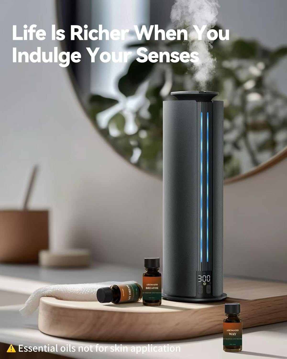 Aromadd 1700 Sq Ft Cordless Hotel Collection Diffuser, Portable Waterless Diffuser, 100ml Scent Air Machine for Home Cold Air Essential Oil Diffuser for Large Room Office, Quiet (Titanium Gray)