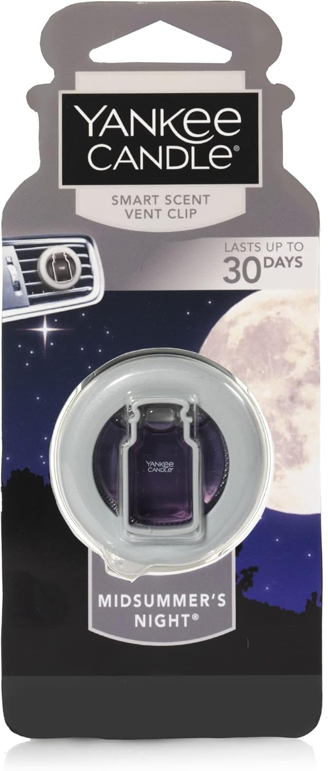 Yankee Candle Smart Scent Vent Clip Car Air Freshener, Odor Neutralizing Car Fragrance, Midsummer's Night (Pack of 1)