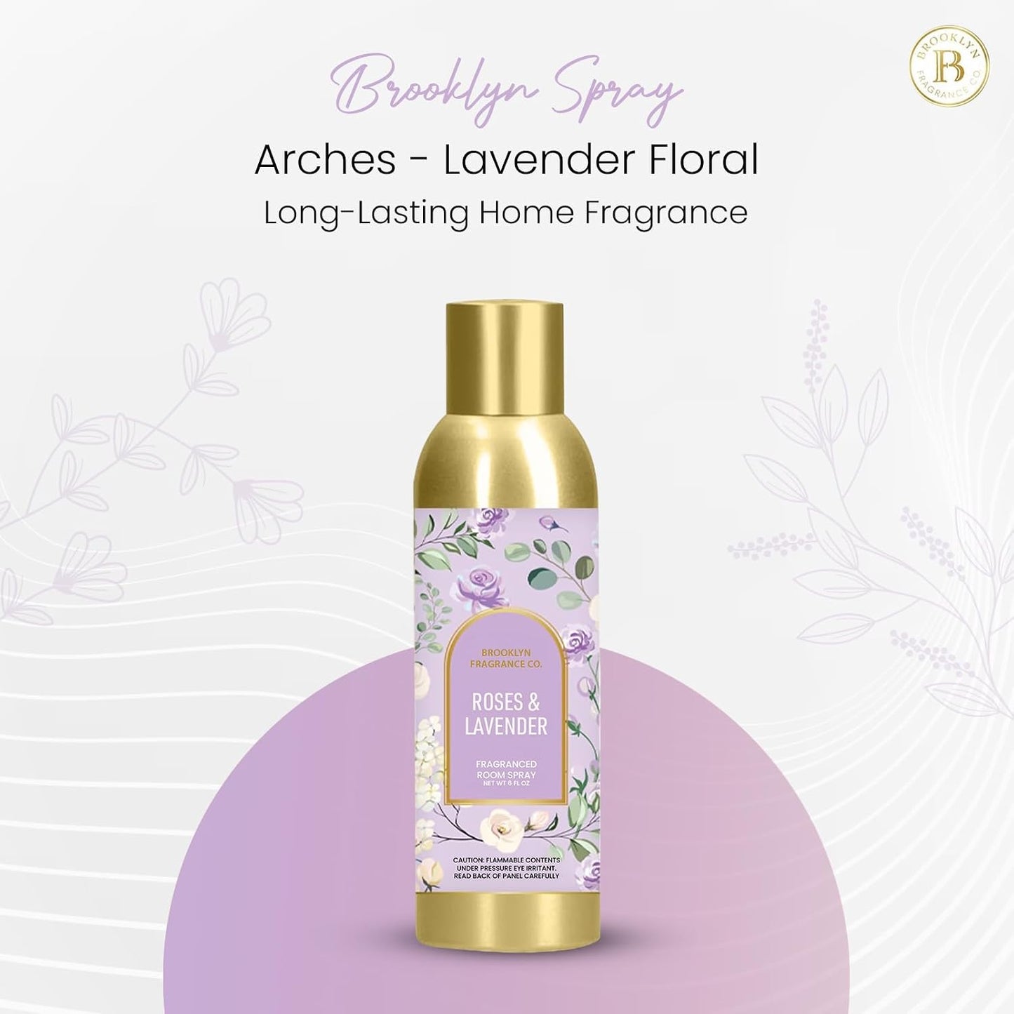 Brooklyn Fragrance Co. Arches Room Spray – Premium Lavender Floral Air Freshener -Long lasting home Fragrance Spray for Bathroom, office & small spaces- 6 Fl oz.