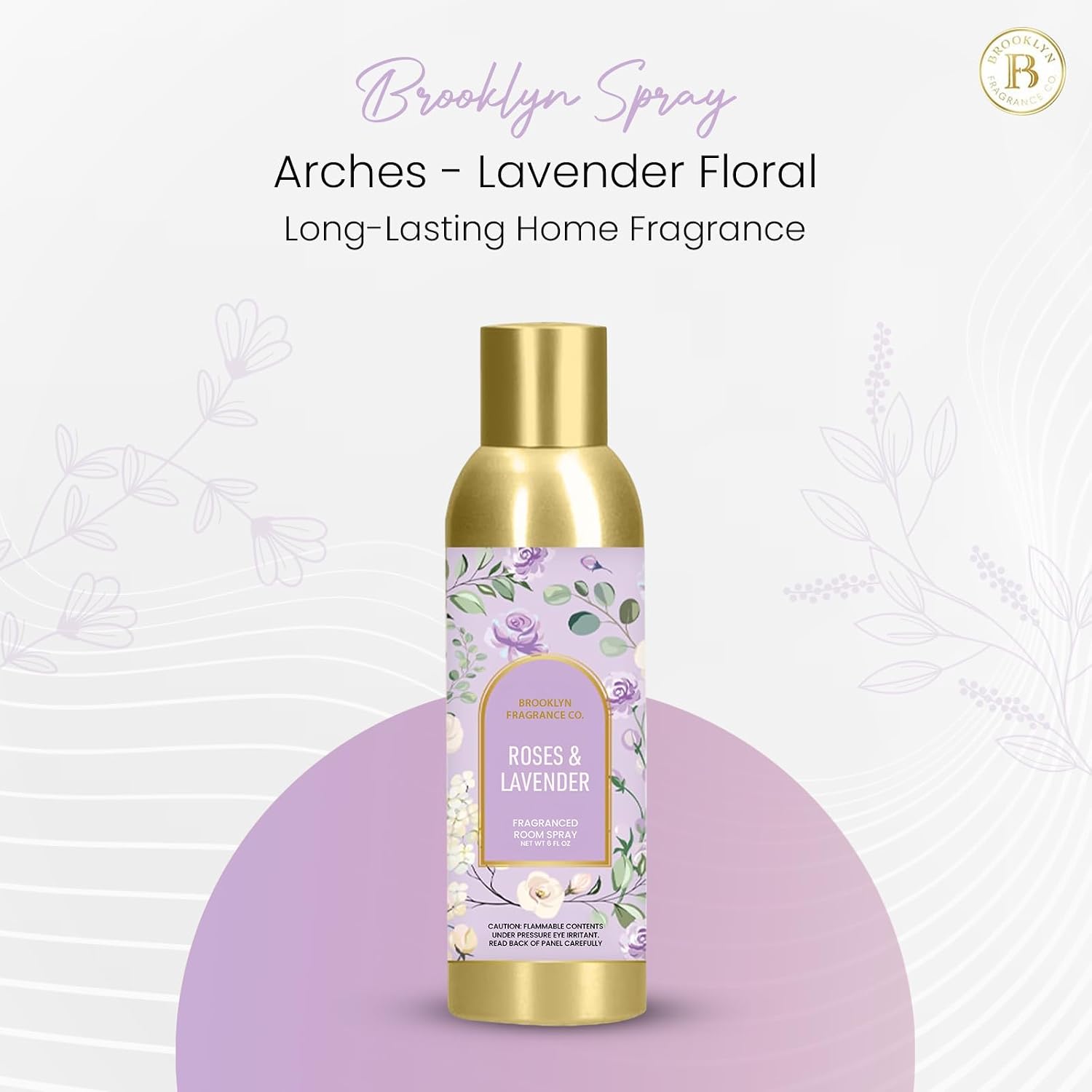 Brooklyn Fragrance Co. Arches Room Spray – Premium Lavender Floral Air Freshener -Long lasting home Fragrance Spray for Bathroom, office & small spaces- 6 Fl oz.