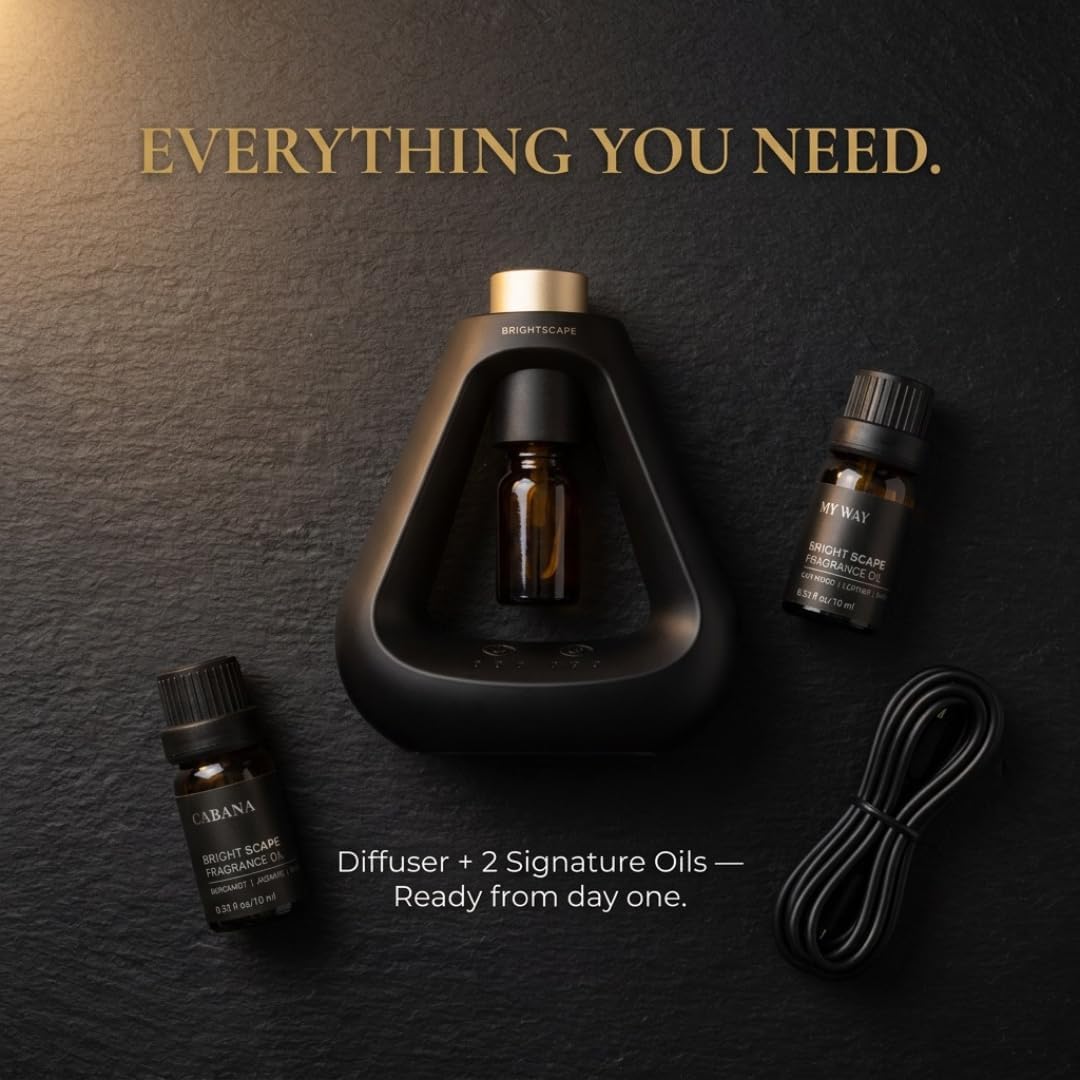 Apex Starter Set — Waterless Aromatherapy Diffuser + 2 Fragrance Oils | Cold Air Nebulizing | Cabana & My Way 0.33 fl oz | No Water No Heat | Matte Black