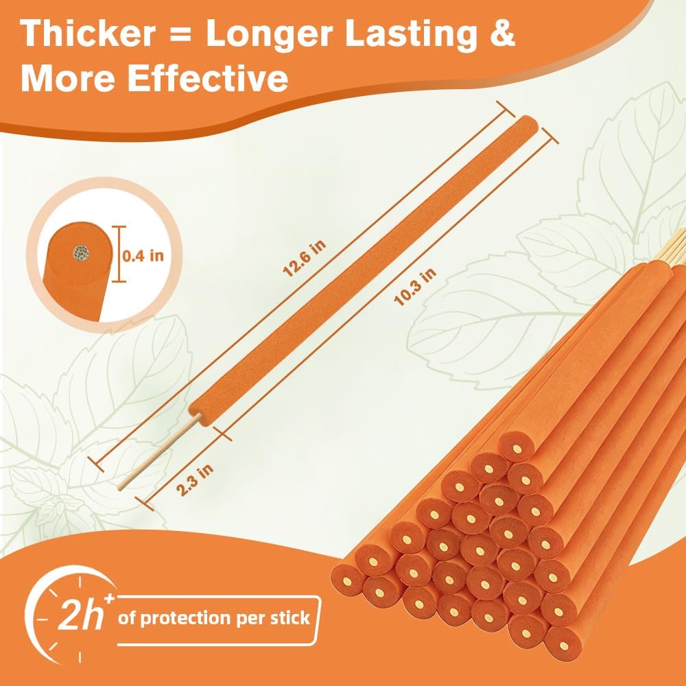 30 Pack Extra Thick Mosquito Repellent Citronella Incense Sticks Outdoor Use, Long Lasting Mosquito Incense Sticks, Natural Plant-Based DEET - Free Mosquito Repellent Sticks for Patio Camping