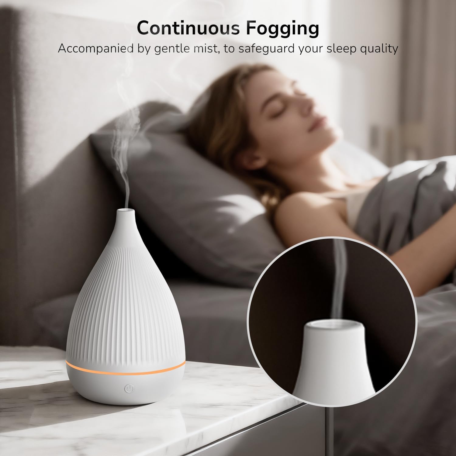Ultrasonic Essential Oil Diffuser, Home Fragrance Aroma Diffuser with Auto Shut-Off, Color Change Night Light & Ultra-Quiet Operation, BPA-Free Portable Aromatherapy Humidifier for Home (White)