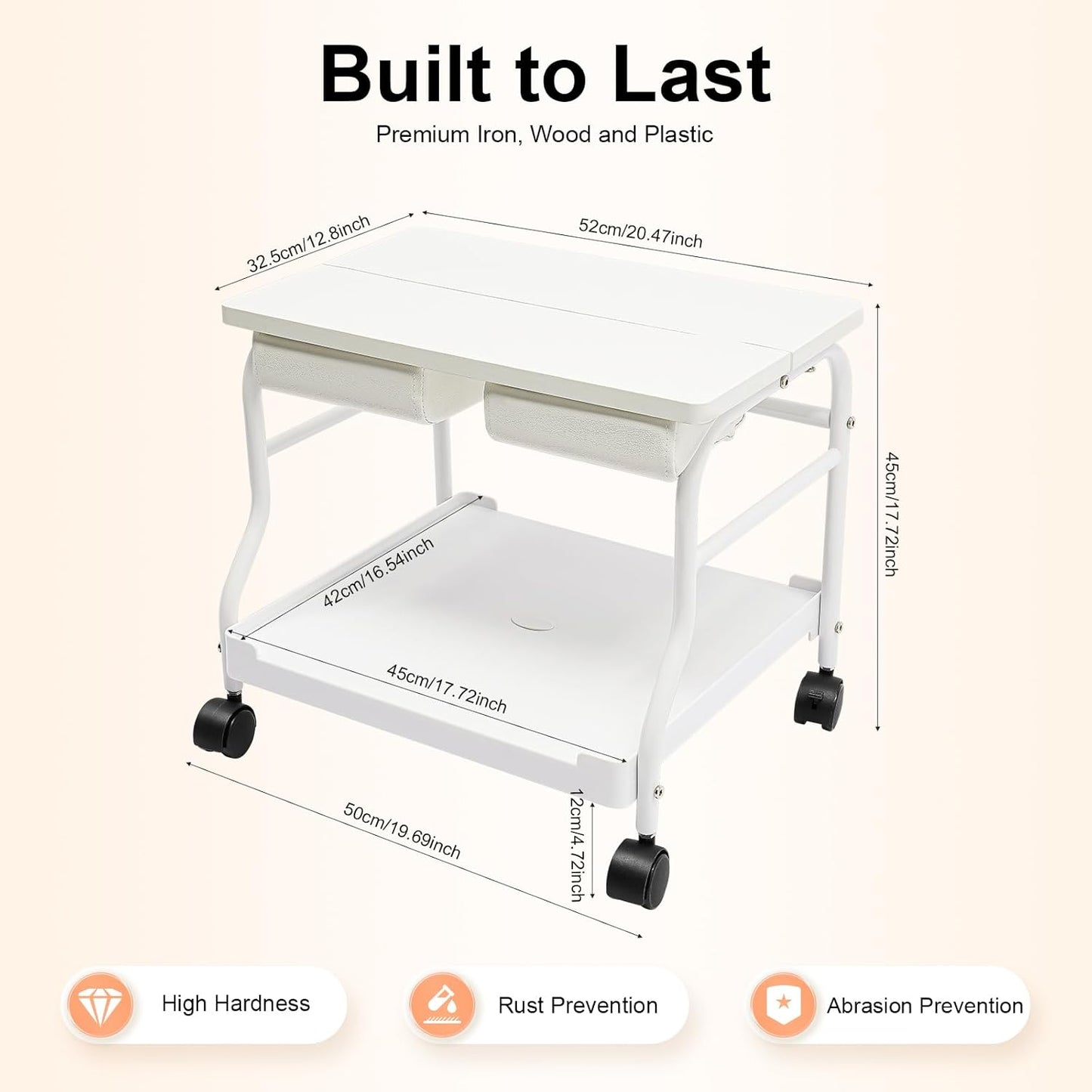 Foot Bath Trolley, Floorstanding Pedicure Foot Spa Trolley, Pedicure Foot Rest with 4 Plastic Universal Silent Wheels and Collapsible Board, Portable Footrest Stand Cart for Beauty Parlor Bathroom