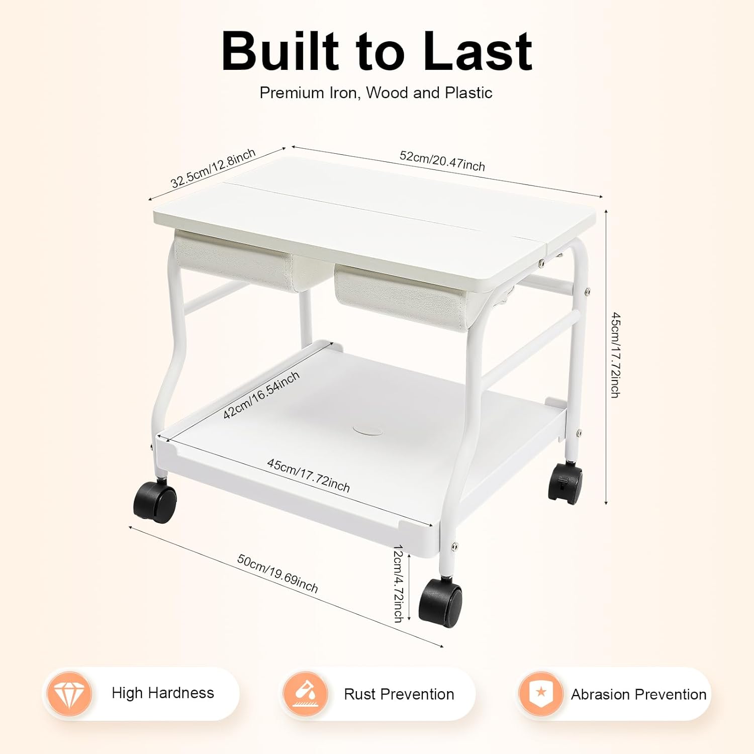 Foot Bath Trolley, Floorstanding Pedicure Foot Spa Trolley, Pedicure Foot Rest with 4 Plastic Universal Silent Wheels and Collapsible Board, Portable Footrest Stand Cart for Beauty Parlor Bathroom
